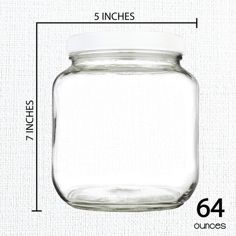 kitchentoolz Half Gallon Mason Jar - Glass Jar Wide Mouth with Airtight Foam Lined Plastic Lid - 1/2 Gallon Jar for Sourdough Starter, Fermenting Kombucha Kefir, Pickling, & Canning 2 Pack - Image 2